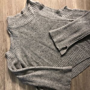 Cold shoulder mock neck bell sleeve